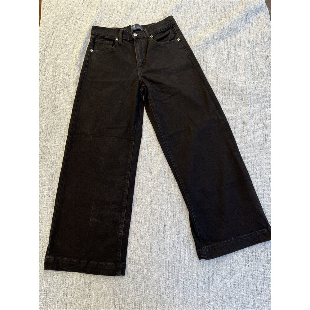 GAP Denim High Rise Wide Leg Crop Jeans 6/28L Black